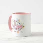 Personalisierter Blumen-Mutter-Tasse – Muttertagsg Tasse (Vorderseite Links)