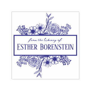 Personalisierter Blumen Namens Stempel für Bücher