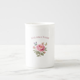 Personalisierter Blumen-Namensbecher | Elegante ro Porzellantasse
