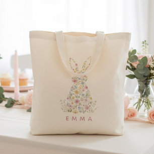Personalisierter Blumen-Osterhase  Individuell Tragetasche