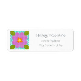 Personalisierter Blumen-Quiltblock-Rücksendeadress