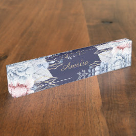 Personalisierter Blumen Schreibtisch Namensplakette