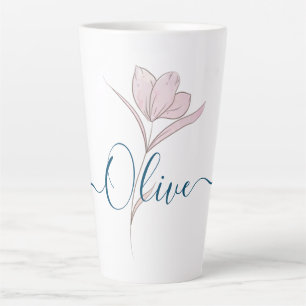 Personalisierter Blumen-Skizze-Wasserfarben-Latte- Milchtasse