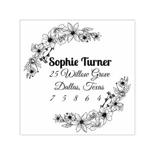 Personalisierter Blumen-Stempel mit Doodles für Ad Permastempel