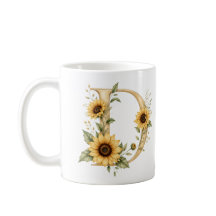 Personalisierter Blumen-Tasse mit Buchstabe D