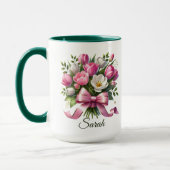 Personalisierter Blumen-Tulpen-Name-Mug Tasse (Links)