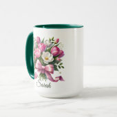 Personalisierter Blumen-Tulpen-Name-Mug Tasse (Vorderseite Links)