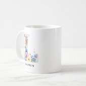 Personalisierter Blumenalphabet-Becher für Braut o Kaffeetasse (Vorderseite Links)