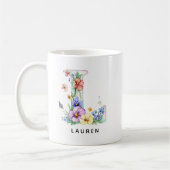 Personalisierter Blumenalphabet-Becher für Braut o Kaffeetasse (Links)