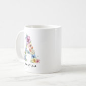 Personalisierter Blumenalphabet-Becher für ihre Mu Kaffeetasse (Vorderseite Links)