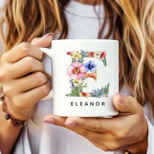 Personalisierter Blumenalphabet-Becher für Sie, Ge Kaffeetasse