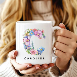 Personalisierter Blumenalphabet-Becher für Sie, Ge Kaffeetasse
