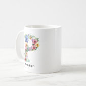 Personalisierter Blumenalphabet-Tasse Geschenk als Kaffeetasse (Vorderseite Links)