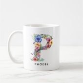 Personalisierter Blumenalphabet-Tasse Geschenk als Kaffeetasse (Links)