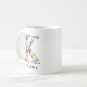Personalisierter Blumenalphabet-Tasse-Geschenk für Kaffeetasse (Vorderseite Links)