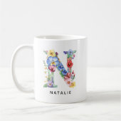Personalisierter Blumenalphabet-Tasse-Geschenk für Kaffeetasse (Links)