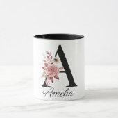 Personalisierter Blumenbecher – Buchstabe A mit Na Tasse (Zentrum)
