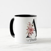 Personalisierter Blumenbecher – Buchstabe A mit Na Tasse (Vorderseite Links)