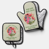Personalisierter BlumenBLICK Ofenhandschuh & Topflappen-Set (Vorderseite/Rückseite)