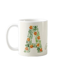 Personalisierter Blumenbrief A mit orangen Blume