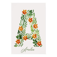 Personalisierter Blumenbrief A mit orangen Blume