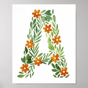 Personalisierter Blumenbrief A mit orangen Blume Poster