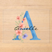 Personalisierter Blumenbrief A monogramm Acryleinladungen (Vorderseite)