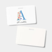 Personalisierter Blumenbrief A monogramm Ausweis (Vorder- & Rückseite)