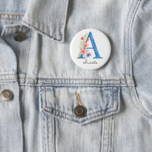 Personalisierter Blumenbrief A monogramm Button