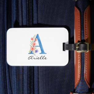 Personalisierter Blumenbrief A monogramm Gepäckanhänger