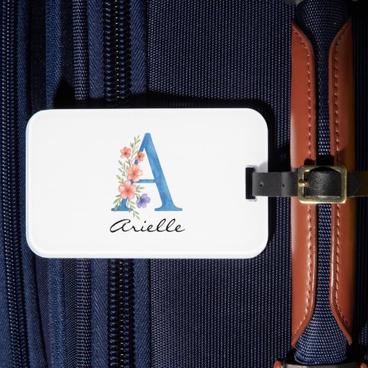 Personalisierter Blumenbrief A monogramm Gepäckanhänger (Vorderseite Insitu 4)