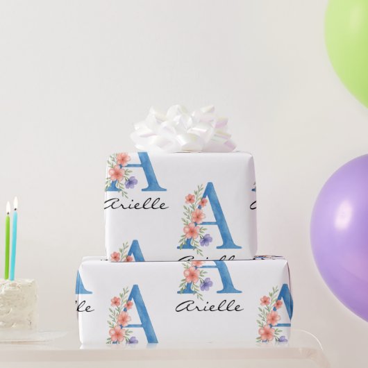 Personalisierter Blumenbrief A monogramm Geschenkpapier (Partygeschenke)