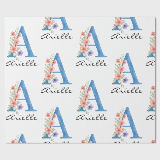 Personalisierter Blumenbrief A monogramm Geschenkpapier (Flach)