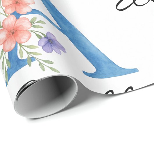 Personalisierter Blumenbrief A monogramm Geschenkpapier (Rolleneckpunkt)