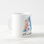 Personalisierter Blumenbrief A monogramm Kaffeetasse (Vorderseite Links)