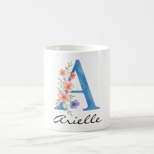 Personalisierter Blumenbrief A monogramm Kaffeetasse