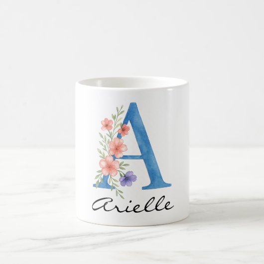 Personalisierter Blumenbrief A monogramm Kaffeetasse (Mittel)
