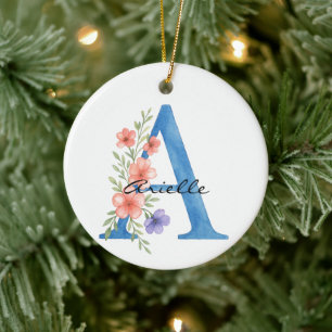 Personalisierter Blumenbrief A monogramm Keramik Ornament