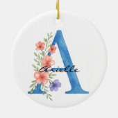 Personalisierter Blumenbrief A monogramm Keramik Ornament (Hinten)