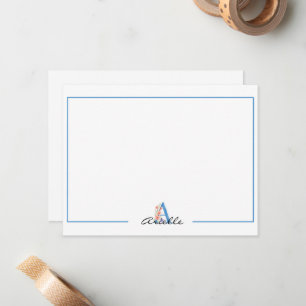 Personalisierter Blumenbrief A monogramm Mitteilungskarte