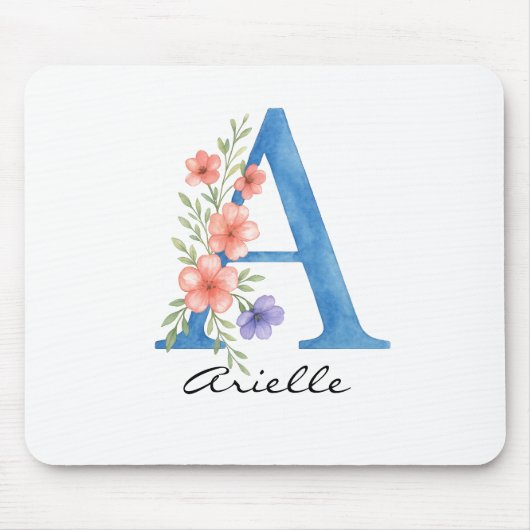 Personalisierter Blumenbrief A monogramm Mousepad (Vorne)