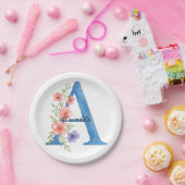Personalisierter Blumenbrief A monogramm Pappteller (Party)