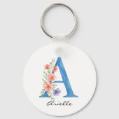 Personalisierter Blumenbrief A monogramm Schlüsselanhänger (Vorderseite)
