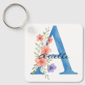 Personalisierter Blumenbrief A monogramm Schlüsselanhänger (Vorderseite)