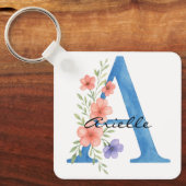 Personalisierter Blumenbrief A monogramm Schlüsselanhänger (Vorderseite)