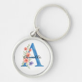 Personalisierter Blumenbrief A monogramm Schlüsselanhänger (Vorne)