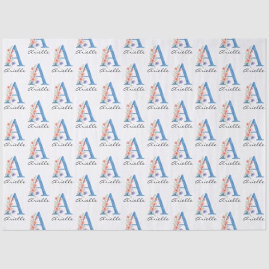 Personalisierter Blumenbrief A monogramm Seidenpapier (Vorderseite)