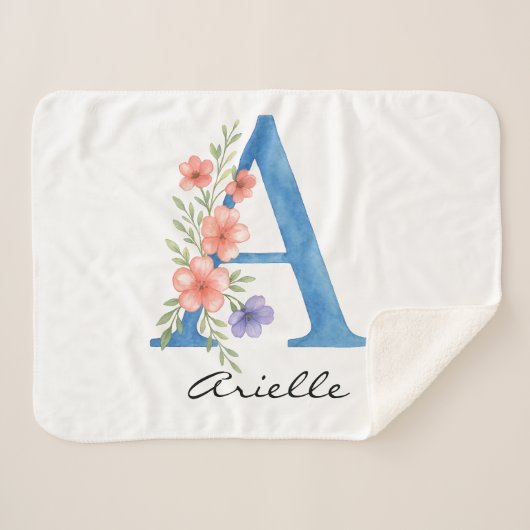 Personalisierter Blumenbrief A monogramm Sherpadecke (Vorderseite (Horizontal))