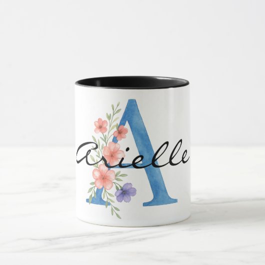 Personalisierter Blumenbrief A monogramm Tasse (Zentrum)