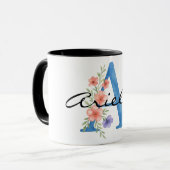 Personalisierter Blumenbrief A monogramm Tasse (Vorderseite Links)